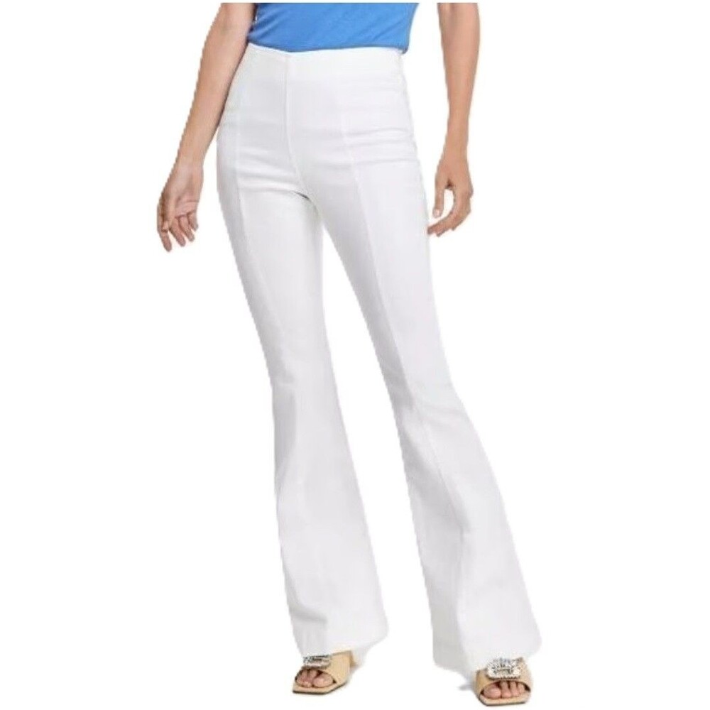INC Womens Petite 12P Bright White Denim High Rise Flare Leg Jeans NWT CC49